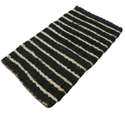 Striped Jute Rugs Black Ivory
